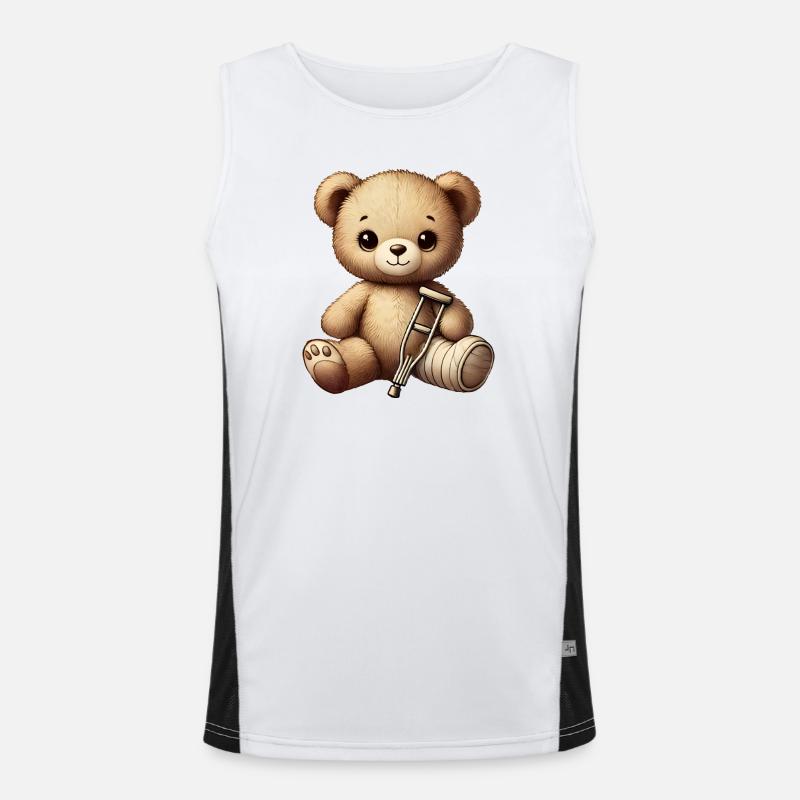 Teddy comme pansement de consolation - jouet câlin avec une jambe en plâtre Débardeur respirant contrasté Homme 