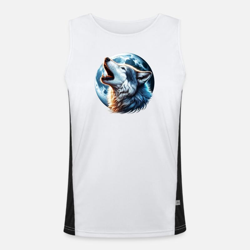 Wolf howls at the full moon Men's Functional Contrast Tank Top 