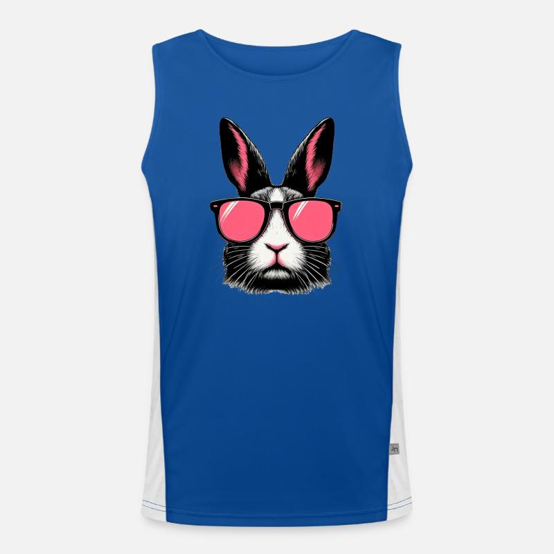 Rabbit with Sunglasses Men's Functional Contrast Tank Top 