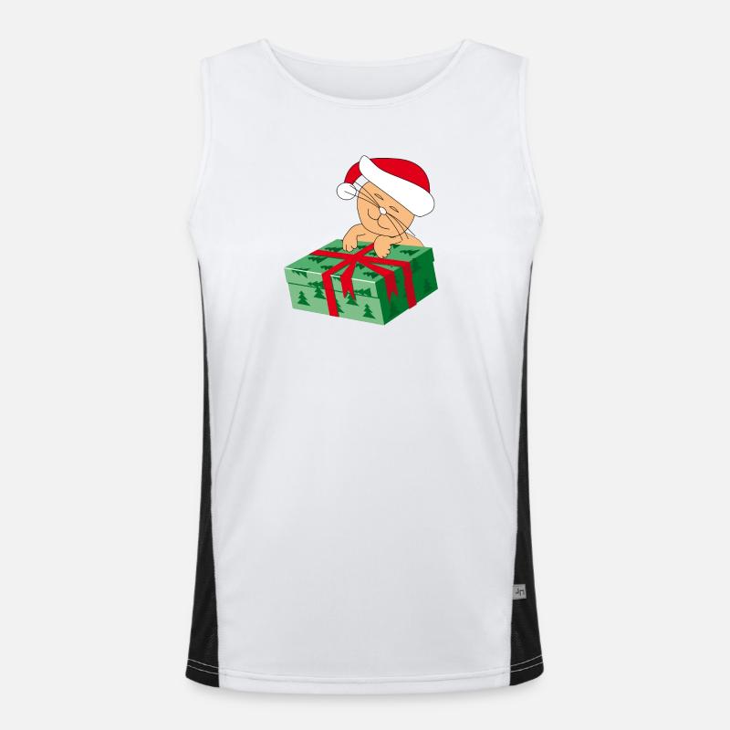 Happy Cat Katze with a Gift Men's Functional Contrast Tank Top 