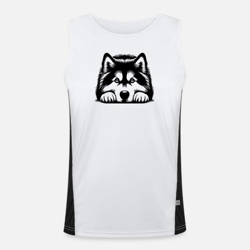 Alaskan Malamute Head with Paws Men's Functional Contrast Tank Top 