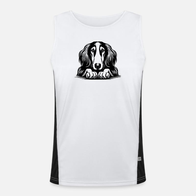 Saluki Head with Paws Men's Functional Contrast Tank Top 