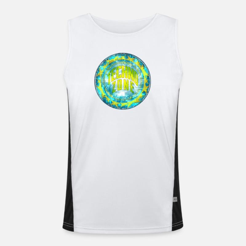 Cyber Techno Design with fluorescent colors Men's Functional Contrast Tank Top 