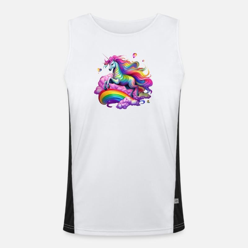 Fee Regenbogen Einhorn Funktionelles Kontrast-Tank Top für Männer 