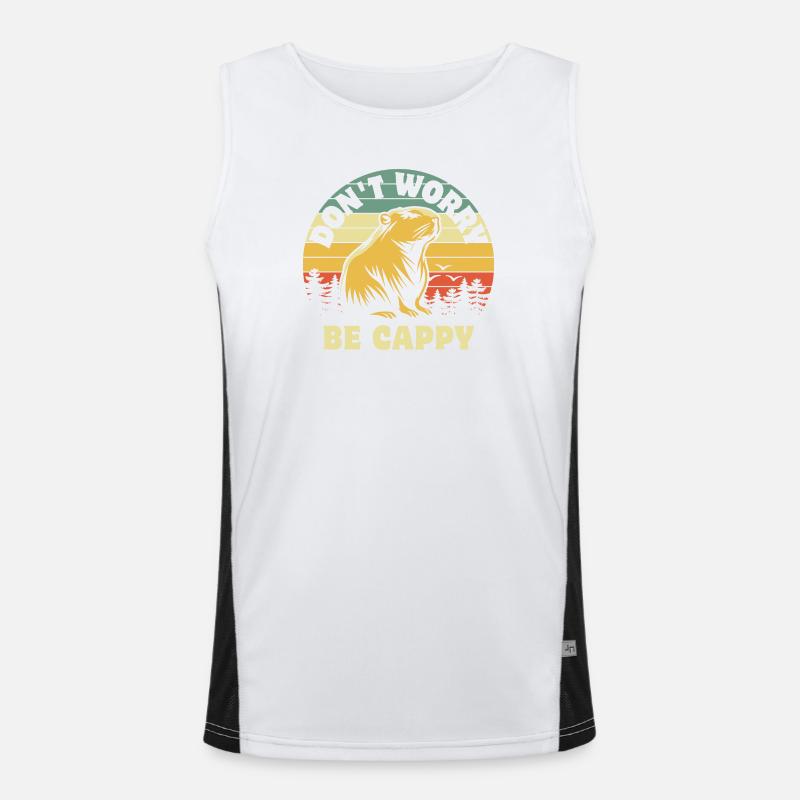 Don't worry be Cappy - Capybara - Men's Functional Contrast Tank Top  - white/black