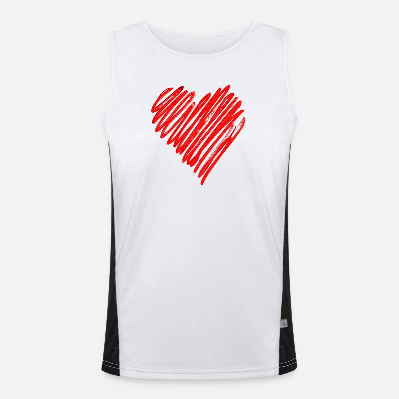 Leidenschaftliches Herz Neon Design Funktionelles Kontrast-Tank Top für Männer 