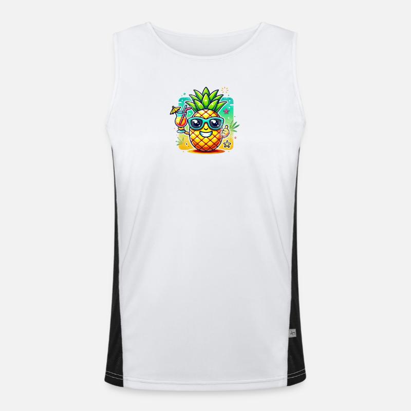 Soleil ananas motif de plage Débardeur respirant contrasté Homme 