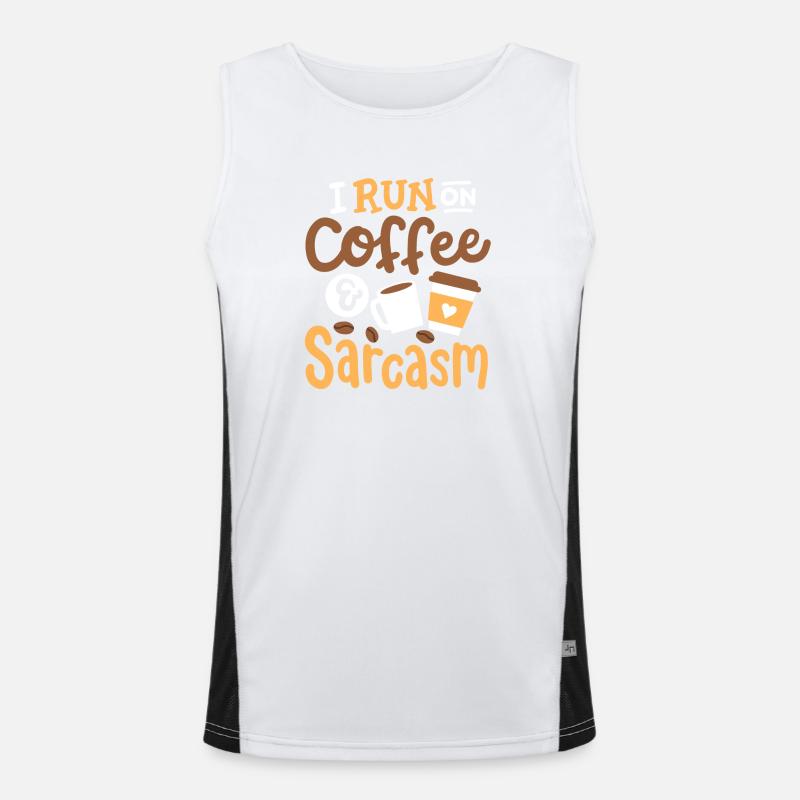 Sarkasmus und Kaffee Funktionelles Kontrast-Tank Top für Männer 