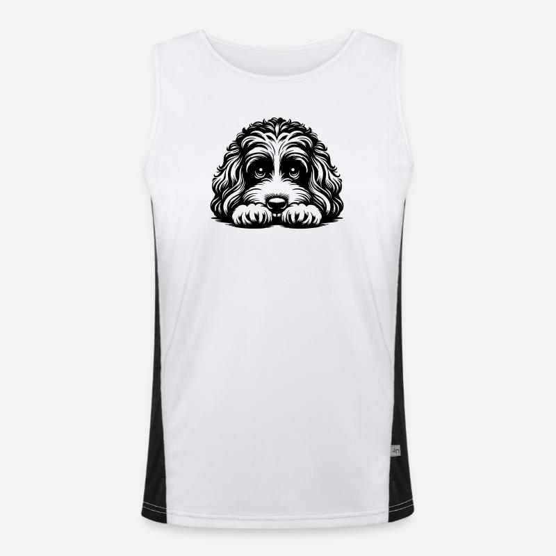 Cavapoo Head with Paws - Men's Functional Contrast Tank Top  - white/black