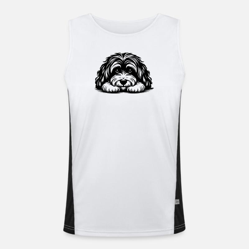 Havanese head with paws Men's Functional Contrast Tank Top 