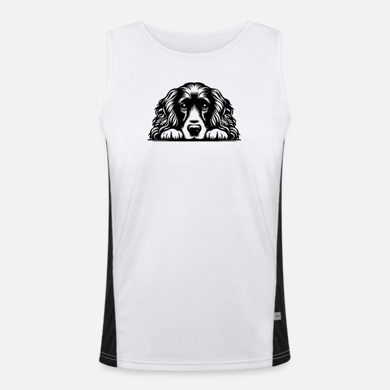 Cocker Spaniel Head with Paws - Men's Functional Contrast Tank Top  - white/black