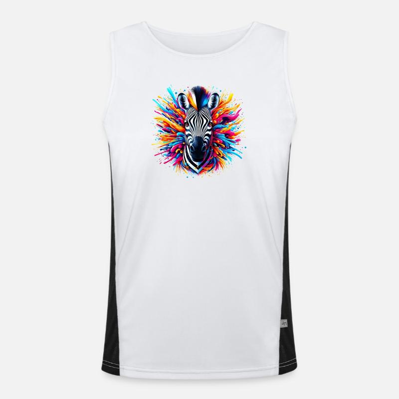 Zebra - Men's Functional Contrast Tank Top  - white/black