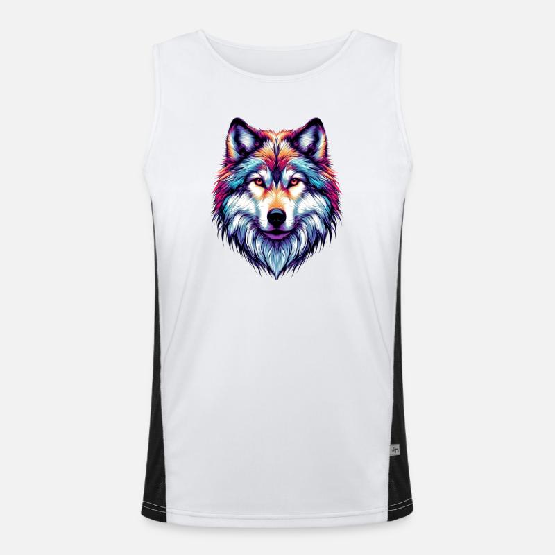 Wolf Funktionelles Kontrast-Tank Top für Männer 