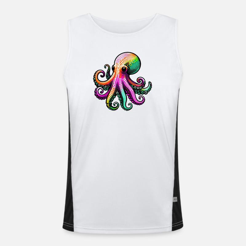 Octopus - Men's Functional Contrast Tank Top - white/black