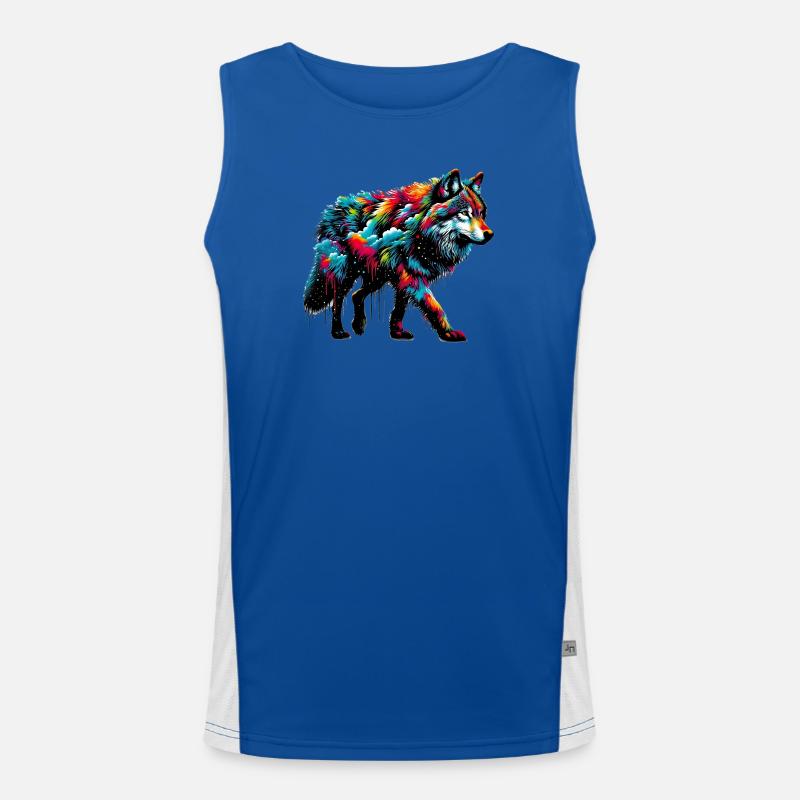 Wolf Funktionelles Kontrast-Tank Top für Männer 