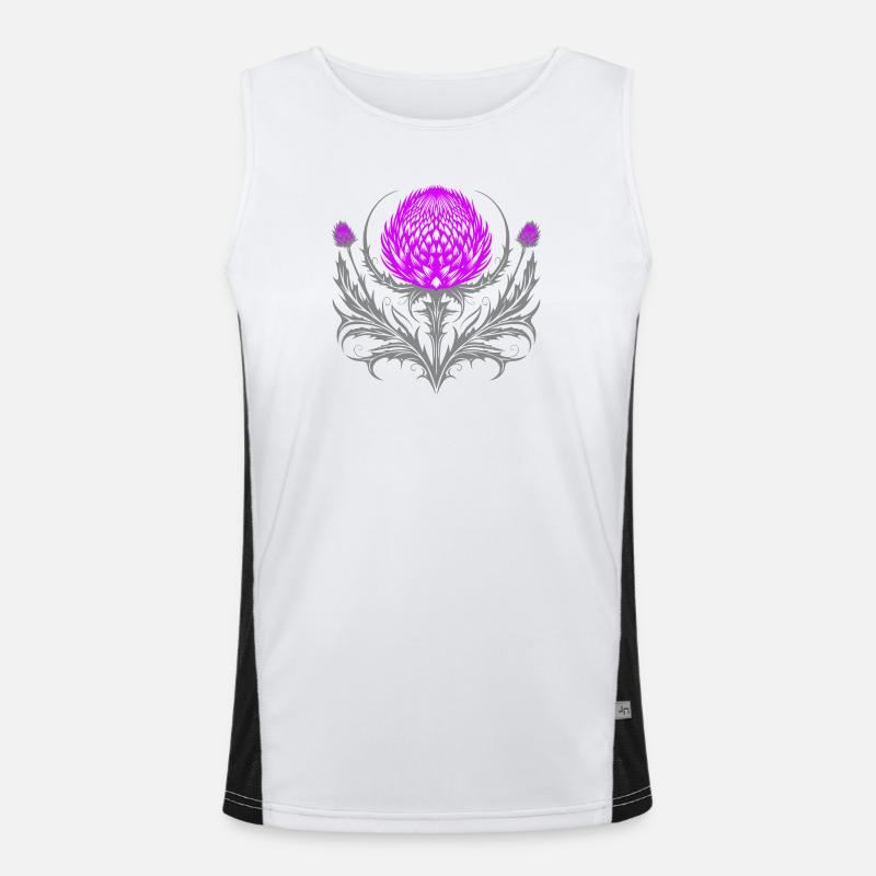 Distel Tattoo Scottish Thistle Botanical Art Funktionelles Kontrast-Tank Top für Männer 