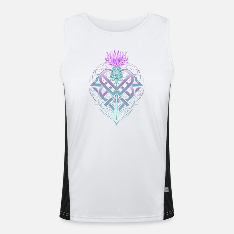 Thistle Shield Celtic Knots Thistle Lover - Men's Functional Contrast Tank Top  - white/black