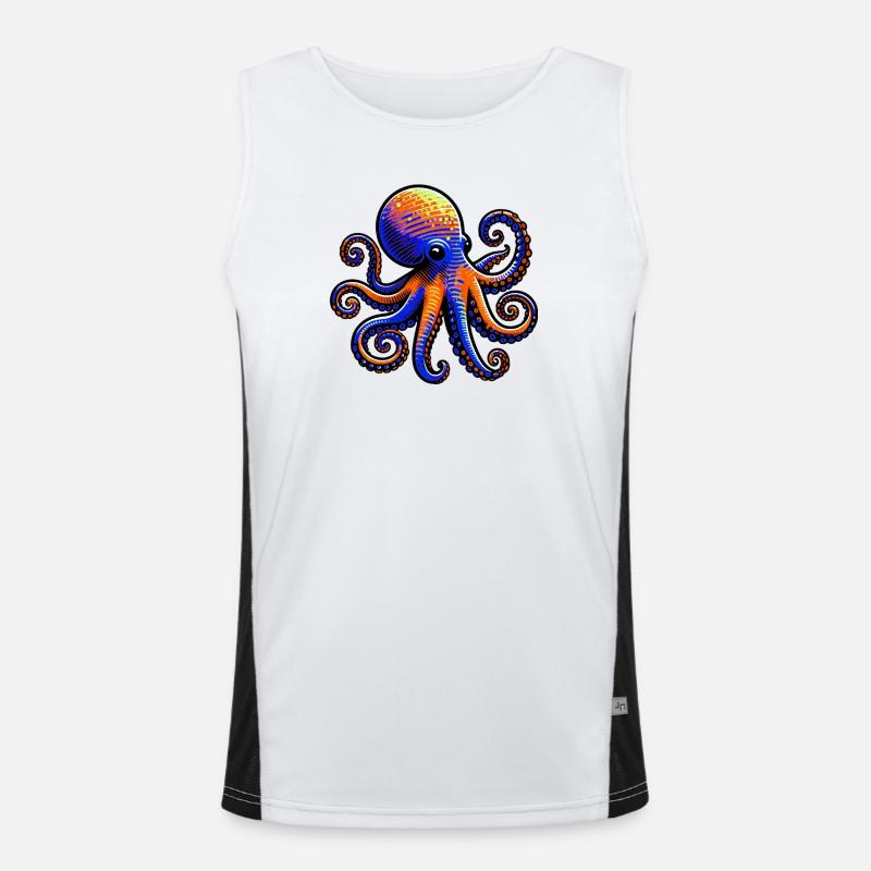 Octopus - Men's Functional Contrast Tank Top  - white/black