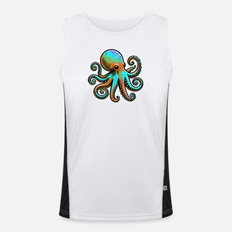 Octopus - Men's Functional Contrast Tank Top  - white/black