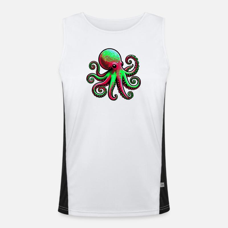 Octopus - Men's Functional Contrast Tank Top  - white/black