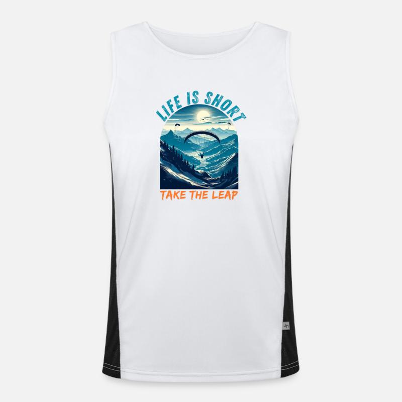 Paraglider over Alpine Mountains - Paraglider Tee - Men's Functional Contrast Tank Top  - white/black