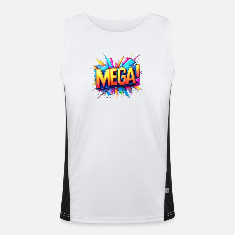 mega 3d text colorful - Men's Functional Contrast Tank Top  - white/black