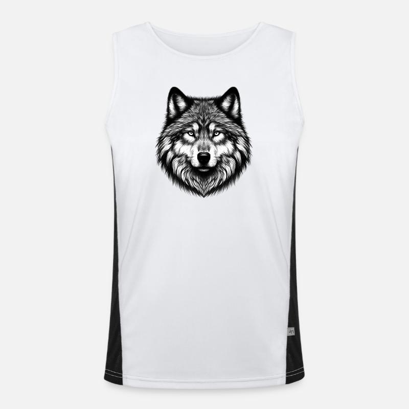 Wolf Funktionelles Kontrast-Tank Top für Männer 