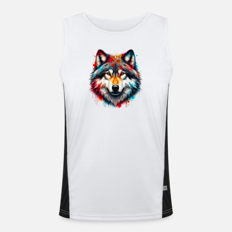 Wolf - Men's Functional Contrast Tank Top - white/black