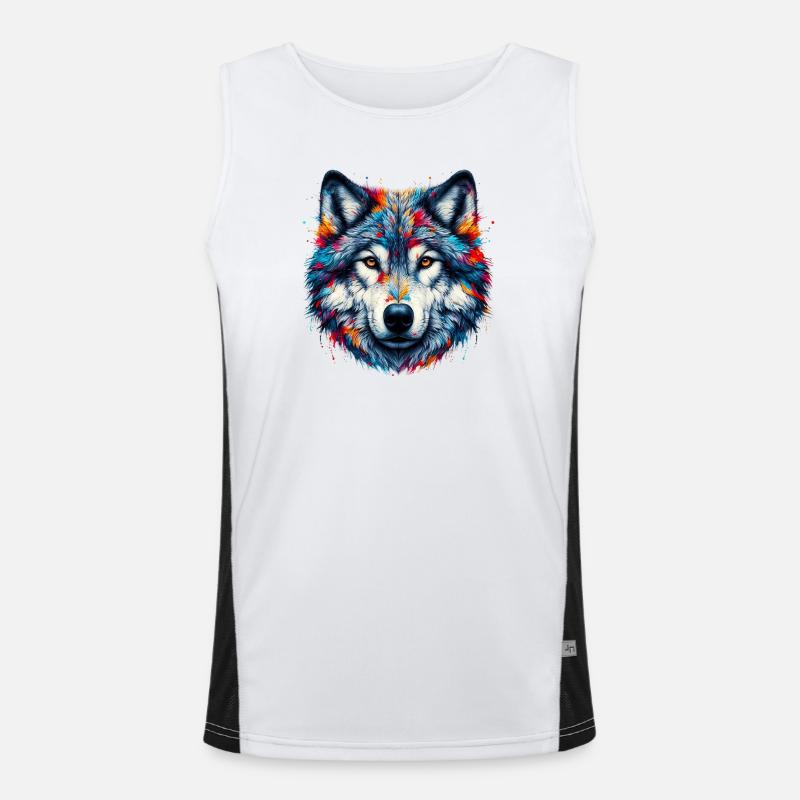 Wolf - Men's Functional Contrast Tank Top - white/black