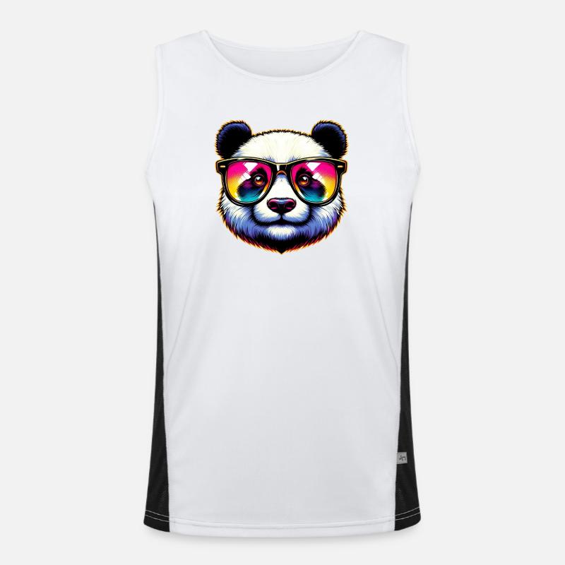 Panda mit Sonnenbrille Funktionelles Kontrast-Tank Top für Männer 