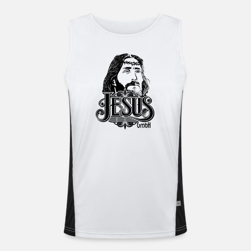 Jesus Kopf mit Schrift 2 Funktionelles Kontrast-Tank Top für Männer 
