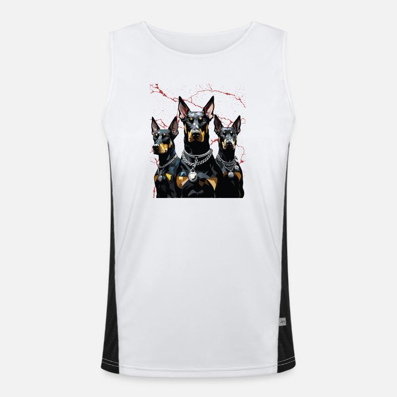 Dreifache Dobermann Geometrie Funktionelles Kontrast-Tank Top für Männer 