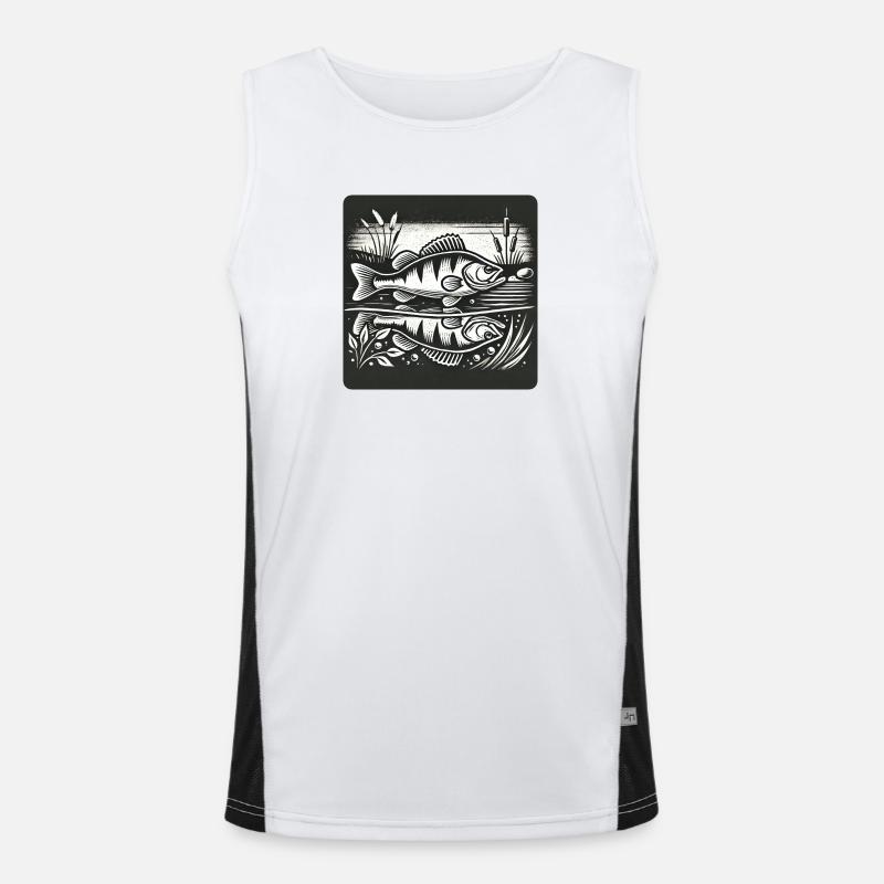 Perch predatory fish design Men's Functional Contrast Tank Top 