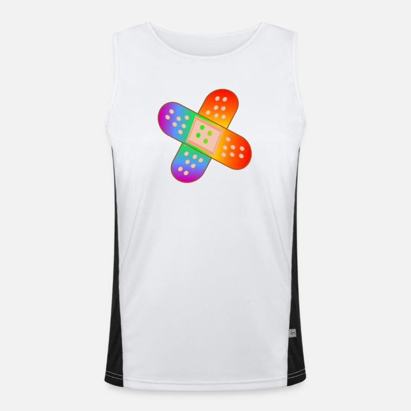 RAINBOW PATCH - Men's Functional Contrast Tank Top  - white/black