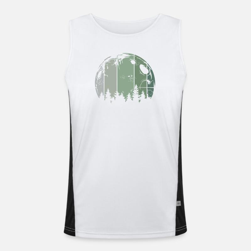 Moon forest tree retro vintage icon logo Men's Functional Contrast Tank Top 