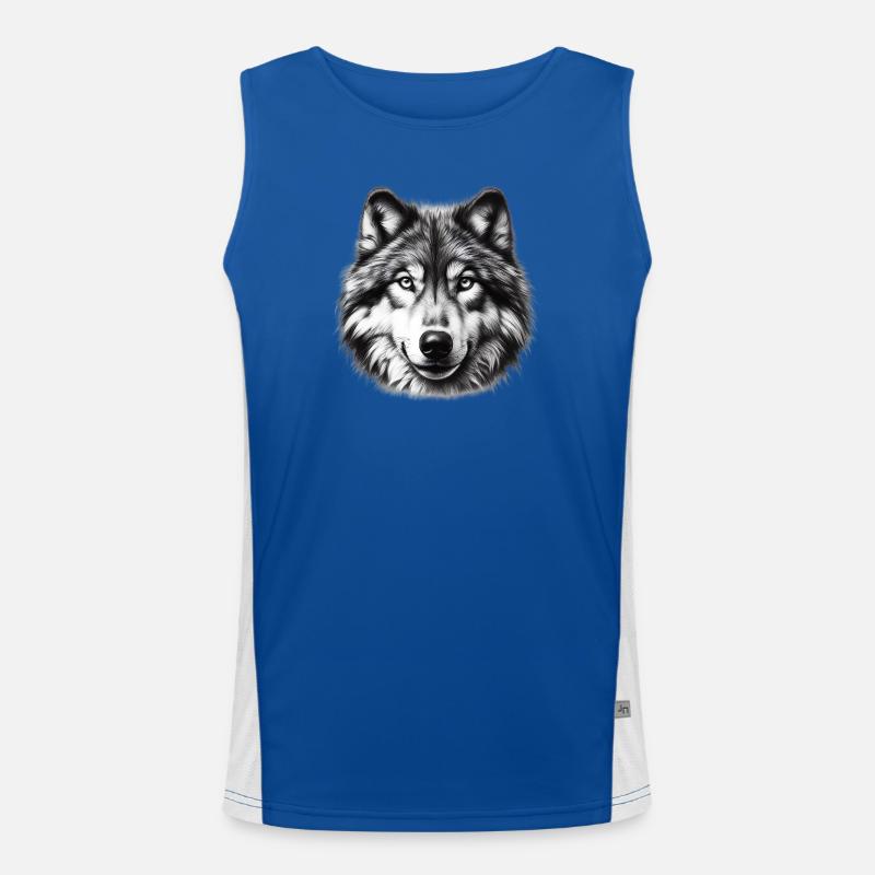 Wolf Funktionelles Kontrast-Tank Top für Männer 