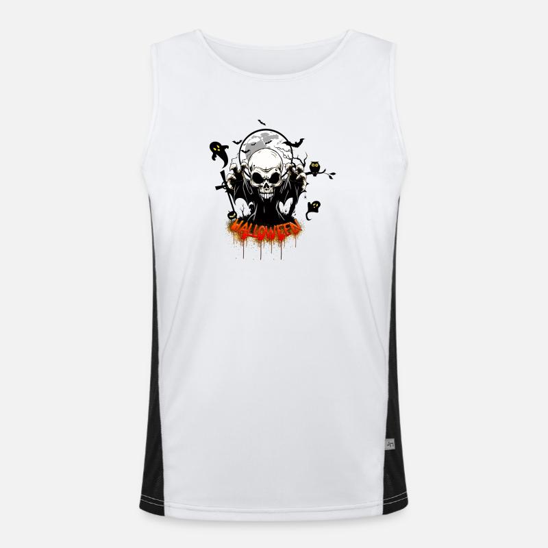 Skull with sharp teeth - Men's Functional Contrast Tank Top  - white/black