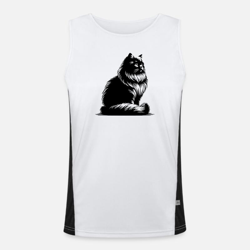 Britisch Langhaar Katze Funktionelles Kontrast-Tank Top für Männer 