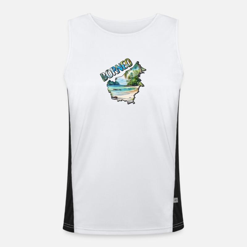Watercolor Map Borneo Men's Functional Contrast Tank Top 