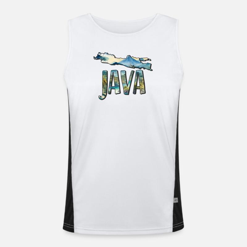 Aquarell Landkarte Java Funktionelles Kontrast-Tank Top für Männer 