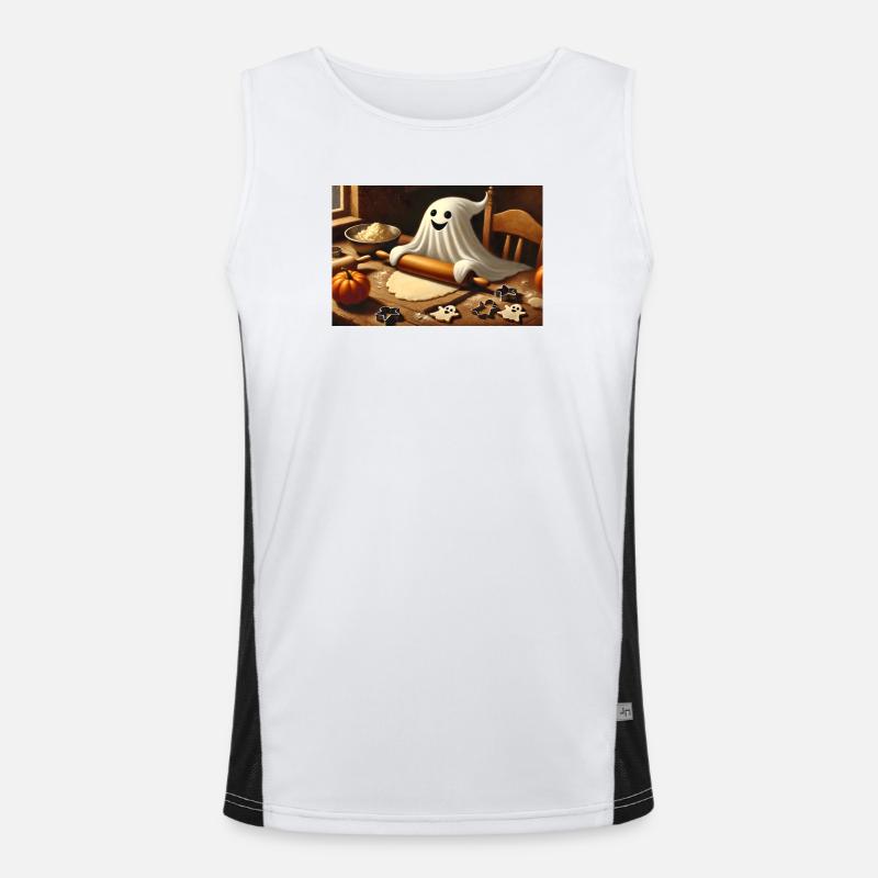 Geist beim Plätzchenbacken: Süßer Halloween Spaß Funktionelles Kontrast-Tank Top für Männer 