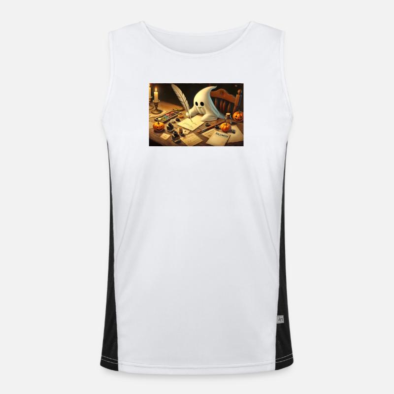 charming ghost writing halloween invitations Men's Functional Contrast Tank Top 
