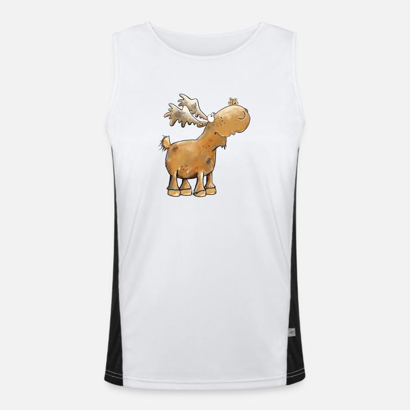 Drolliger Elch Schmetterling Funktionelles Kontrast-Tank Top für Männer 