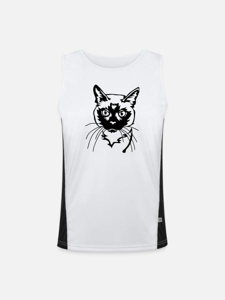 Siamese cat - Men's Functional Contrast Tank Top  - white/black
