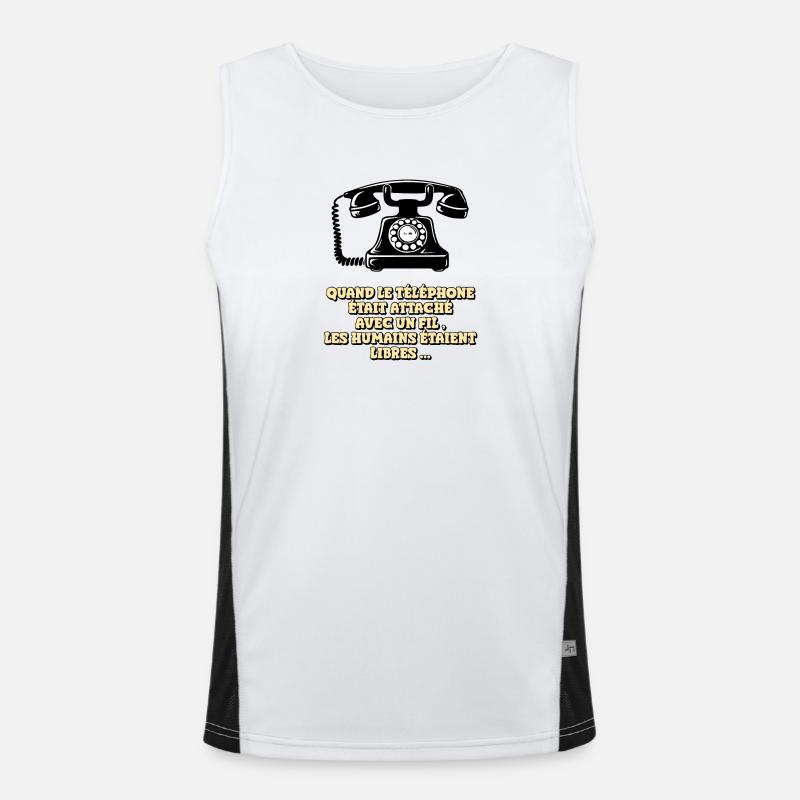 Wenn das Telefon ein Kabel hatte Funktionelles Kontrast-Tank Top für Männer 