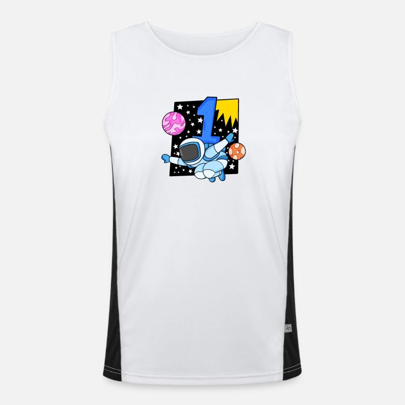 Zahl 1 Nummer Eins - Astronaut Motiv Funktionelles Kontrast-Tank Top für Männer 
