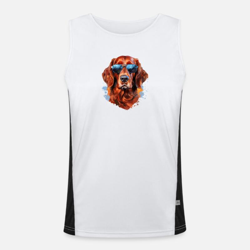 Irish Setter mit Sonnebrille Funktionelles Kontrast-Tank Top für Männer 