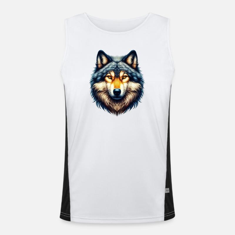 Wolf - Men's Functional Contrast Tank Top  - white/black