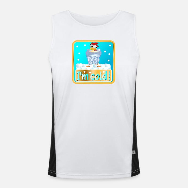 JEG ER KALD - VINTERKYLLING FJERFE - Funksjonell kontrast-singlet for menn  - hvit/svart