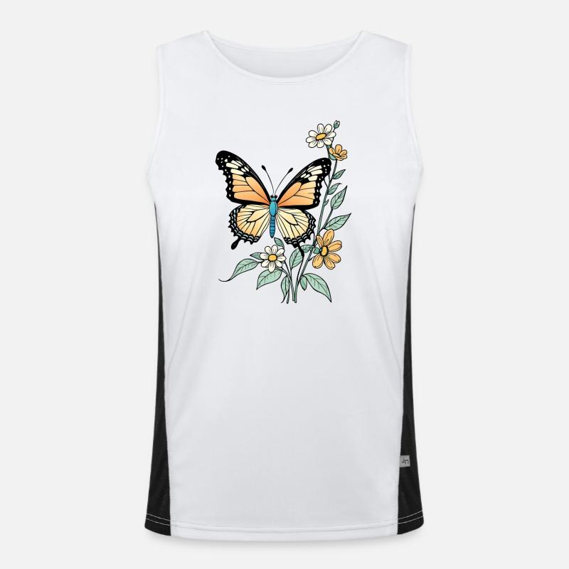 Schmetterling mit Blumen, Butterfly Funktionelles Kontrast-Tank Top für Männer 